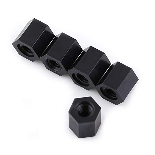 Abstandshalter M3 weiblich auf M3 weiblich, Sechskant-Gewinde, 8 mm, 10 mm, 12 mm, 15 mm, Nylon, schwarz (8 mm), 100 Stück von Walfront