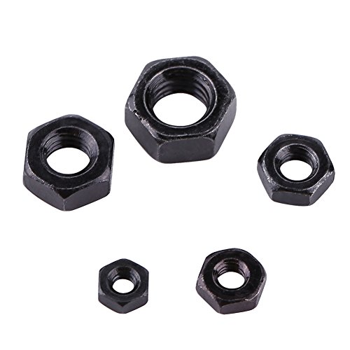 100pcs Din934 Schwarzes Zink überzogen 8.8 Klasse Carbon Stahl Hex Sechskantmuttern M2-M5, Volles Gewinde, Einfaches Ende(M4) von Walfront