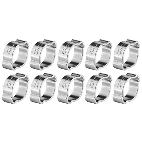 10pcs justierbare Schnecken-Zahnrad-Schlauch-Klemmplatten Zink überzogene Edelstahl-Zwei-Ohr-Wurm-Antriebs-Klipps 5-23mm für Fule Benzin-Rohr-Schlauch(11-13Mm) von Walfront