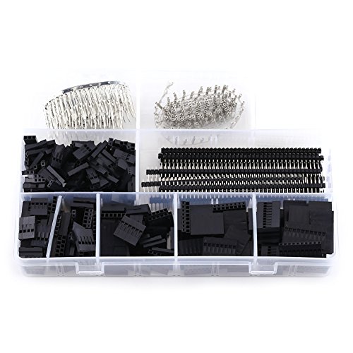 Stecker Set, 1450 Stücke 2,54mm Pitch Pin Crimp Header Steckergehäuse Jumper Draht Kabelstecker Männlich Weibliche Sortiment Kit von Walfront