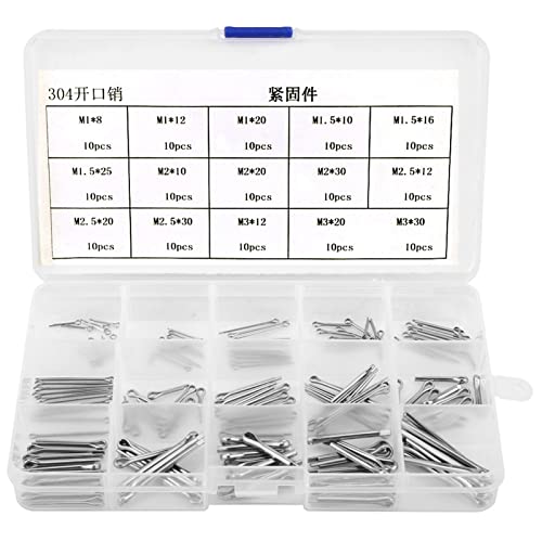 Metall Splinte,150 Stück M1 M3 15 Arten Sicherungssplint, Edelstahl 304 Splin Sortiment V4a Splinte Steel Splint Sortiment Kit, Kleine Splinte Set von Walfront