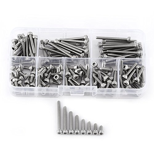 Walfront 160pcs Sechskant Kopf Schrauben 304 Edelstahl Metrisches Gewinde Einfaßungs Kappen M3 x 6,8,10,12,16,20,25,30mm von Walfront