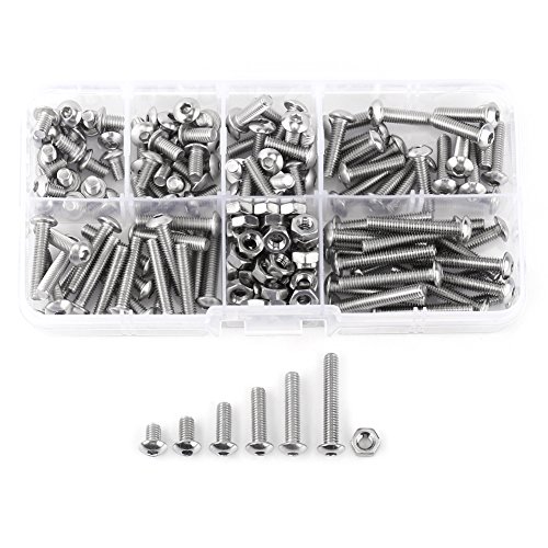 170 Teilig M4 Linsenkopfschrauben Edelstahl SS304 Sechskantschlüssel Kopfschrauben Schrauben Muttern Sortiment Kit Mit Muttern Set von Walfront