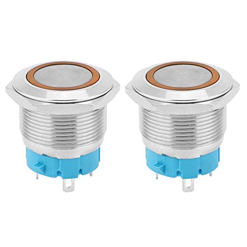 2 STÜCKE Druckschalter Selbstsichernde Rastschalter, 4-Pin 22mm Montagebohrung IP65 Metallschalter Schiff Auto Änderung(Gelb 12~24VDC) von Walfront