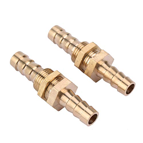 2 Stück Messing Schottverschraubung Schlauchtülle Messing Rohrverbinder Fitting Koppler Verbinder Adapter für Rohrverbindung(6mm / 0.24in) von Walfront