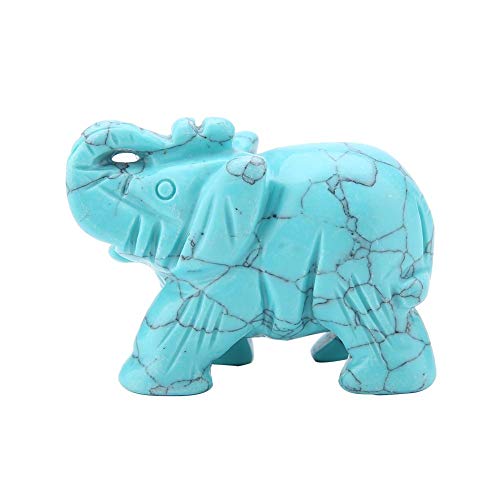 Walfront 2 Zoll Elefanten dekor, natürliche Jade Geschnitzte Elefanten skulptur Elefanten kristall Figurine Dekoration einrichtungsartikel(Türkis) von Walfront