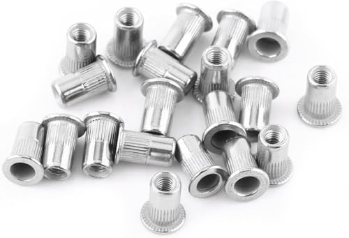 Blindnietmuttern mit flachem Kopf, metrisches Gewinde, M3, M4, M5, M6, M8, Einsatz, Edelstahl, M5, 20 Stück von Walfront