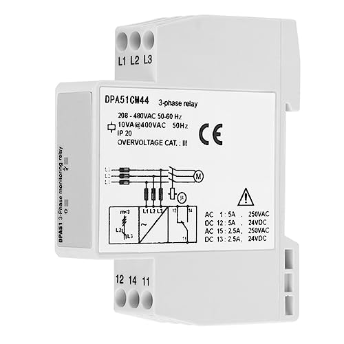 3-Phasen Überwachungsrelais DPA51CM44, Strom/Spannung Überwachungsrelais Phasenfolge Schutz für Dreiphasiges System, Ohne Neutralleiter, Phasenverlust und Falsche Phasenfolge, 208-480 VAC 3-Phasen Überwachungsrelais DPA51CM44, Strom/Spannung Überwachungsrelais Phasenfolge Schutz für Dreiphasiges System, Ohne Neutralleiter, Phasenverlust und Falsche Phasenfolge, 208-480 VAC von Walfront