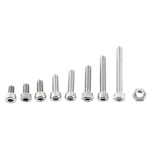 300pcs M2.5 A2 Edelstahl Sechskantschraube Schraube mit Sechskantmuttern Sortiment, Vollgewinde, Normallack(Typ A: Kappenkopf) von Walfront