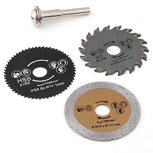 3pcs HSS Mini Holz Kreissägeblatt Schneidmesser Kit 54.8mm Rotary Tool mit Dorn von Walfront