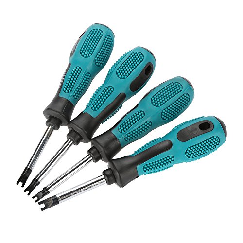 Walfront 4 STÜCKE Magnetischer Schraubendreher U Gabel Typ Rutschfester PP-Griff Chrom-Vanadium-Stahl Multifunktionales Handwerkzeug Schraubendreher-Set von Walfront