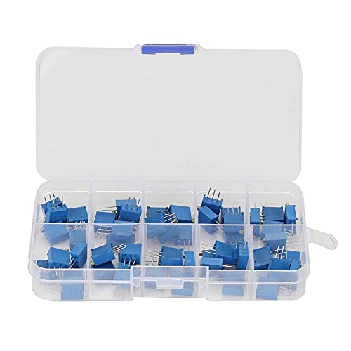 50 Stücke 10 Werte 100 Ohm bis 200K Ohm Blau Variabler Widerstand Trimmer Pot Sortiment Kit Elektronische Komponente 3296W mit Aufbewahrungsbox 50 Stücke 10 Werte 100 Ohm bis 200K Ohm Blau Variabler Widerstand Trimmer Pot Sortiment Kit Elektronische Komponente 3296W mit Aufbewahrungsbox von Walfront