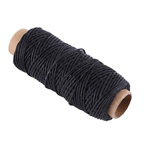 50 mt / 55 yard Leder Nähen Flache Wachse Faden Schnur Hand Stitching DIY Lederhandwerk Werkzeuge 150D 1mm(Schwarz) von Walfront