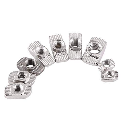 50pcs T-Nut Hammer Kopf Mutter M4, M5, M6, M8 verzinkt Silber Kohlenstoff Stahl Fastener Aluminiumprofil Extrusionsschlitz Europäische Norm(EU40-M5*19.5 * 8) von Walfront