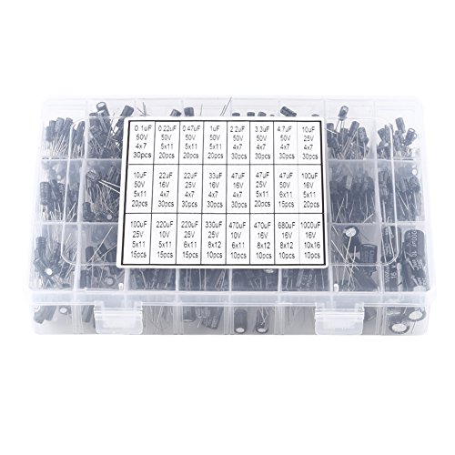 540pcs 24 Werte Häufig verwendete Aluminium-Elektrolytkondensatoren Sortiments Kit 10V-50V 0.1uF bis 1000uF mit Aufbewahrungsbox von Walfront