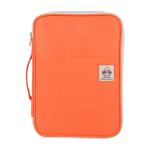 A4 Dokumententasche Portfolio Ledermappe Schreibbloc mit Reißverschluss Oxford Wasserdichte Schreibmappe Lila Schwarz Rosenrot Orange Hellgrün Optional(Orange) von Walfront