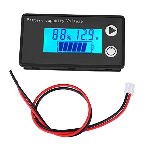 Batterie Monitor LCD 12V Digital Batterie Kapazität Tester Lithium Batterie Universal Prozentanzeige Voltmeter Spannungsanzeige((10-100 V) blau + Temperatur) von Walfront