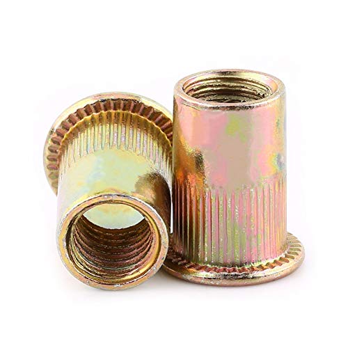 Nietmuttern Sortiment Kit Carbon Stahl Flach Metrisch Gewindeeinsatz Holz Niet Mutter Flansch Einschraubmuffen M3/M4/M5/M6/M8/M10/M12 Einschraubmutter(M10 20pcs) von Walfront