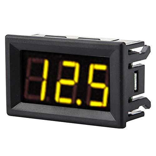 Digital Voltmeter, 0,56 "3-Draht Digital LED Mini Voltmeter Spannungsanzeige mit Verpolungsschutz DC 0-100 V Rot Blau Grün Gelb 4,8 × 2,9 × 1,9 cm (Gelb) von Walfront