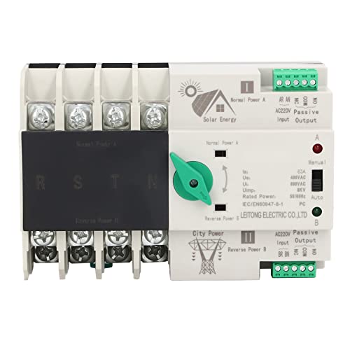 Dual Power Automatischer Transferschalter AC 220 V 4P Elektrischer Wahlschalter Umschalter Notstrom Schaltkreis Schneller Controller PV Anlage zum Netz DIN Schienen Übertragungsschalter (100A) von Walfront