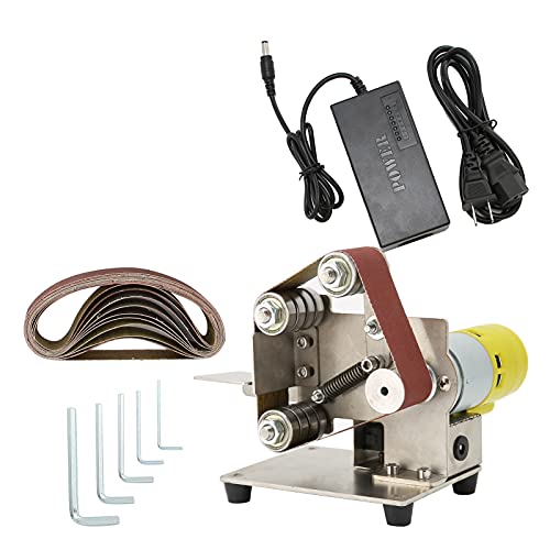 Elektrischer Mini-Bandschleifer Schleifer Bankschleifmaschine DIY Polieren Schleifmaschine Spitzer Messingkern Motor 4500-9000 U/min Einstellbar AC110-240V(EU Plug 895（200W）) von Walfront