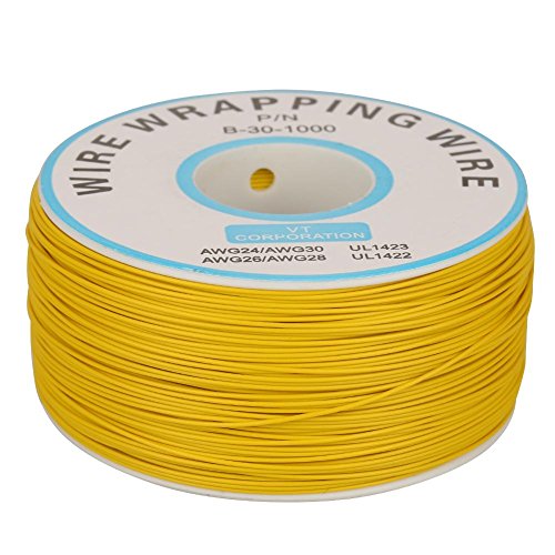 Elektrisches Kabel, 1 Rolle Drahtummantelung, Kupferdraht, 30 AWG, 0,25 mm Kerndurchmesser (gelb) von Walfront