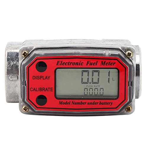 Elektronische Turbine Durchflussmesser, Kraftstoff Durchflussmesser für Benzin Kerosin, mit Digital LCD Display, 1 Zoll FNPT Einlass/Auslass (Rot LLW-25) von Walfront