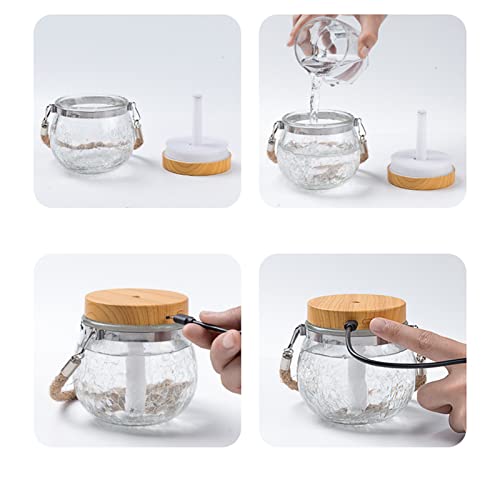 Glasbefeuchter USB -wiederaufladbarer Diffusor 400 Ml Öldiffusor Cooler Nebel -Luftbefeuchter mit 7 Farben Licht Auto AUS Vom Schreibtisch Zerstäuber mit Leichtem Glasbefeuchter für (WHITE) von Walfront