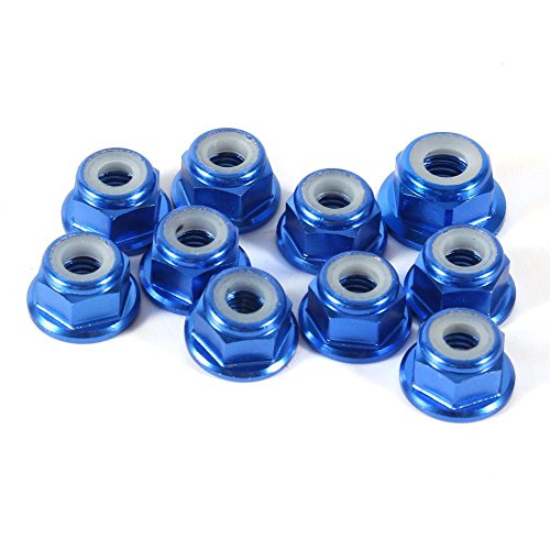 Hex Self Muttern, 10 Stk Sicherungsmuttern, M4 Mutter CNC Aluminium Flansch Nylon Kontermutter selbstklemmend Metall Muttern Royal Blau von Walfront