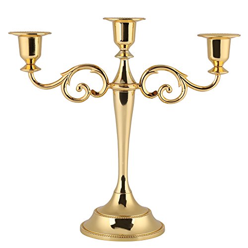 Kerzenleuchter 3 Armig, Kerzenständer Gold, Metall Kerzenhalter, Kandelaber für Event Hochzeit Home Decor Weihnachten Geburtstagsgeschenk Wohnkultur(Gold) von Walfront