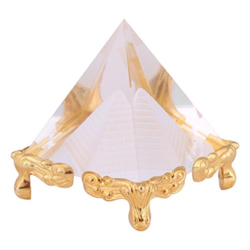 Walfront Kristall Pyramiden Figurine, Ägyptische Pyramiden Figurine Statue Modell mit Gold Stehen Feng Shui Handwerk Pyramiden Geschenk von Walfront