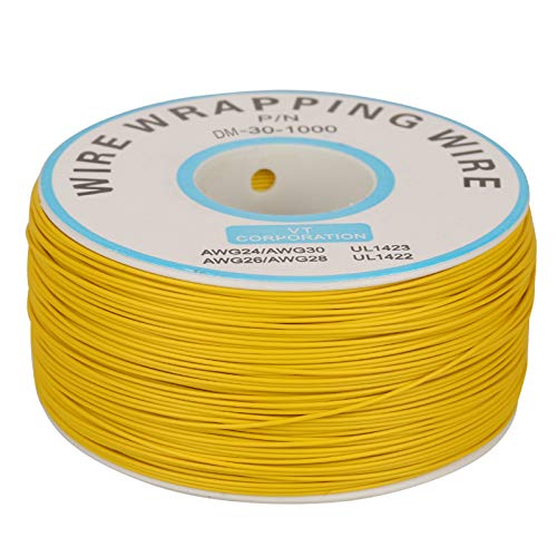 Kupferlitze 0,25 Temperaturbeständiger Verzinnter Kupfer-Elektrodraht 0,25 Mm 30 AWG Gauge Leiterlitzen aus Einzelnem Verzinnten Kupferdraht (blau)(Gelb) von Walfront