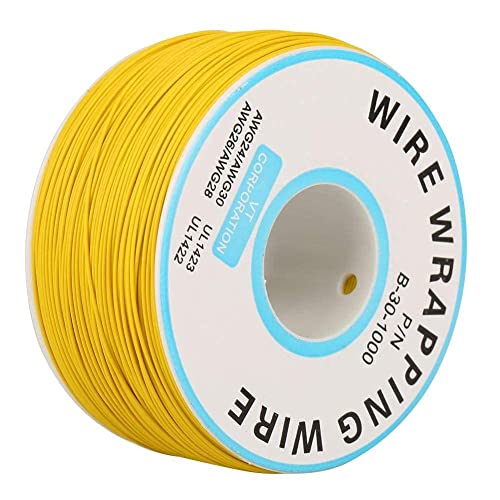 Kupferlitze 0,25 mm, 30 AWG Elektrokabel Litze, Hochtemperaturbeständiger Litzenkabel, Schaltlitze Leiterlitzen aus Verzinntem Kupferdraht (gelb) von Walfront
