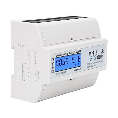 LCD Leistungsmesser, DTS6619-016 Digitaler Energiezähler mit 380 V 7P 3-Phasen DIN Schienenmontage Stromzähler von Walfront