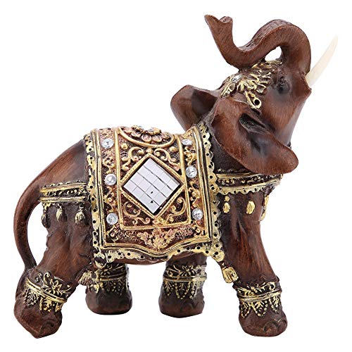 Walfront Lucky Feng Shui Holzmaserung Elefant Statue Skulptur Reichtum Figur Heimdekoration (Holzmaserung groß) von Walfront