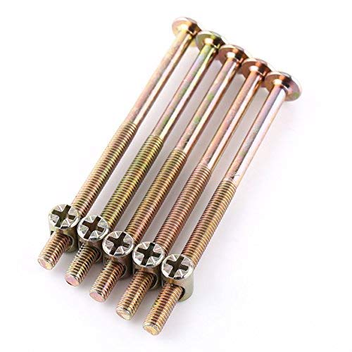 M6 Möbel Schrauben 40 mm/60 mm/80 mm/90 mm/100 mm verzinktem Karbonstahl Möbelschrauben mit Fass Muttern Dübel Muttern Anschluss Verschluss 10 Stück Set, TRTA000717 von Walfront