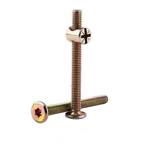 Möbelschraube, 10 Stk. Möbelschrauben aus M6-Kohlenstoffstahl mit Laufmuttern Passmuttern-Verbindungsschraube(80mm) von Walfront