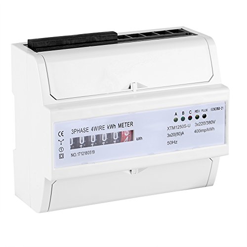 AC 220V 20 (80) A Multifunktions Digital Stromzähler hutschiene, XTM1250S-U Digitales 3 Phasen 4 Draht KWh Meter DIN Schienen 6 Stelliges Stromzähler von Walfront