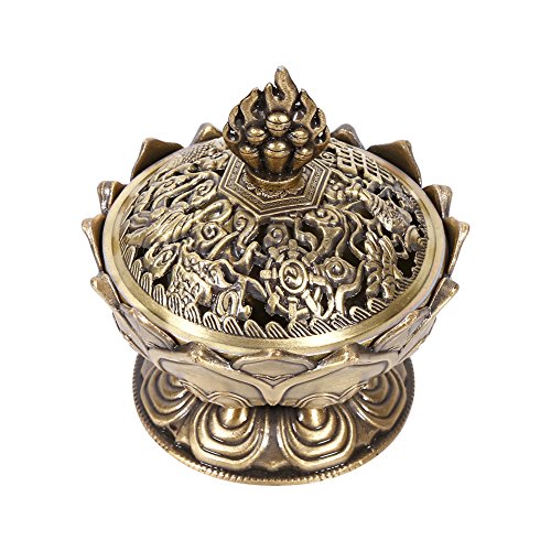 Räucherkegel-Halter aus Metall, Lotusschale, Zinklegierung (Bronze) von Walfront