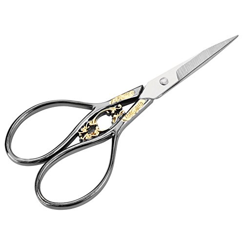 Schere Antike Vintage Style Scissor Schneiden Stickerei Kreuzstich Nähen Werkzeug Schneider Scissors Haushalt DIY Nähzubehör(Black With Gold Pattern) von Walfront