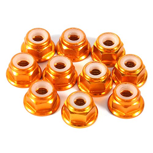 Sechskant-selbstsichernde Muttern 10 Stück M4-Mutter CNC-Aluminium Flansch Nylon selbstsichernde Metallmuttern Gold von Walfront