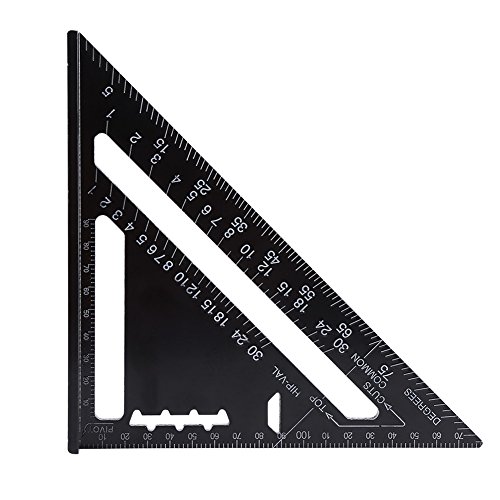 Szimmererwinkel mit CM Metrisch Anschlagwinkel, 7 Zoll Metric Aluminium Alloy Speed Square, Präzisionswinkel Mit Schwarzem Oxid Finish (Metrisches System) von Walfront