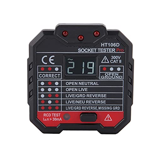 Steckdosenprüfer HT106D Draht RCD/GFCI Steckdose Tester AC 48-250 V Fault Checker(EU Plug) von Walfront