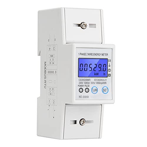 Stromzähler, DDS529MR Einphasen-Stromzähler LCD-Digitalanzeige 230V 2P DIN-Schiene KWh Stromzähler mit RS485 von Walfront