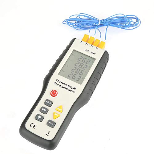 Thermoelement Thermometer 4 Kanal K Typ HT-9815 LCD Digital Thermometer Temperaturmessgerät mit Aufbewahrungskoffer, Messbereich - 200 ° C ~ 1372 ° C (-328 ° F ~ 2501 ° F) von Walfront