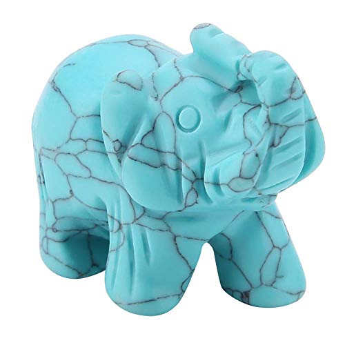 Walfront 1,5 Zoll Elefant-Deko, naturstein Geschnitzte Elefanten skulptur Elefanten kristall Figurine Dekoration einrichtungsartikel(Türkis) von Walfront