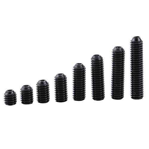 Walfront 200pcs M3 Grade 12.9 Carbon Stahl Cup Point Sockel Set Schrauben Befestigungen, 3,4,5,6,8,10,12,14mm Schwarz von Walfront