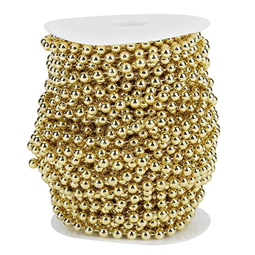 Walfront 25M Elektroplattierte Perlenkette Weihnachtsbaum, 6 mm Weihnachtskugeln Perlenband für Girlande Hochzeitsdekoration Weihnachtsdekoration (Gold) von Walfront