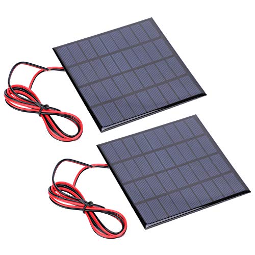 Walfront 2Pcs DC 9V 2W Mini Solarpanel, Solarpanels Batteriespielzeug Lademodul mit 100 cm Kabel, Solarmodule für Solar Rasenleuchte, Solar Taschenlampe, Solarspielzeug von Walfront