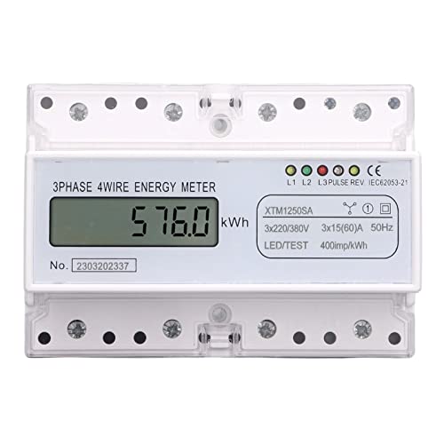 Walfront 3 Phase 4 Draht Energie Messgerät 7p Digital LCD KWH Wattmeter Stromverbrauch Energiemesser Verbrauch 35mm DIN -Schienenhalterung von Walfront